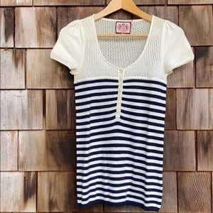 Juicy Couture Nautical Preppy Short Sleeve Sweater